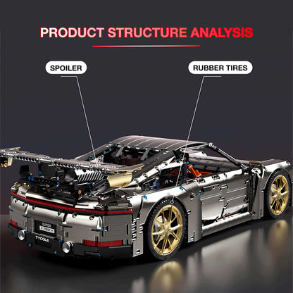 product structure analysis of taigaole porsche sliver gray 911 building blocks model toy car