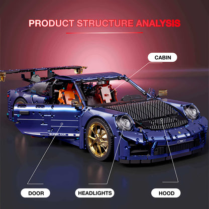 product structure analysisi of taigaole porsche blue purple 911 building blocks model toy car