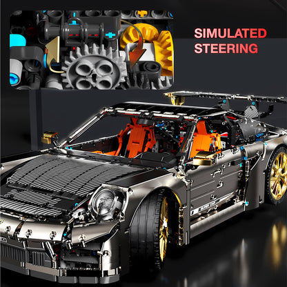 taigaole porsche 911 building blocks model toy car simulated steering