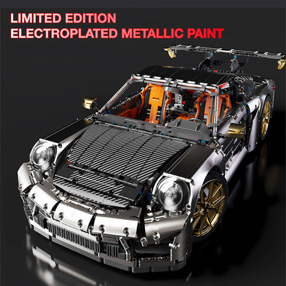 1:6 porsche sliver gray 911 building block toy car from taigaole t5037b