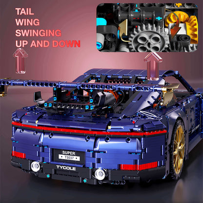 taigaole porsche 911 building blocks model toy car tail wing swinging up and down
