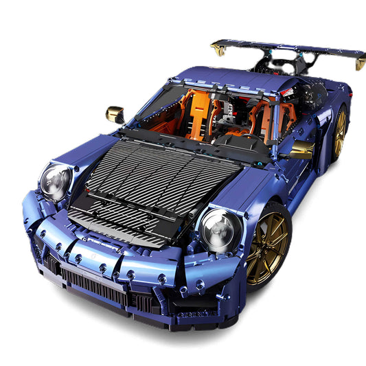 static version of taigaole porsche blue purple 911 building blocks model toy car