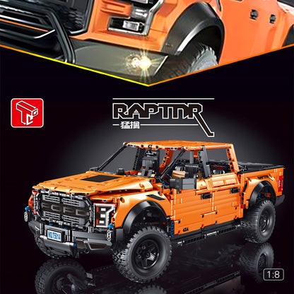 1:8 orange raptor f150 building block toy car from taigaole t5014a