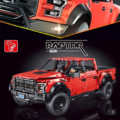 1:8 red raptor f150 building block toy car from taigaole t5014b