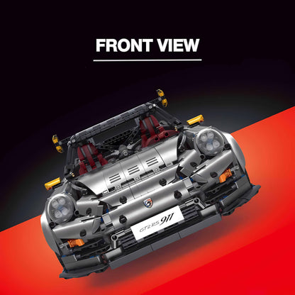 front view of taigaole sliver 911 gt2rs building blocks model toy car