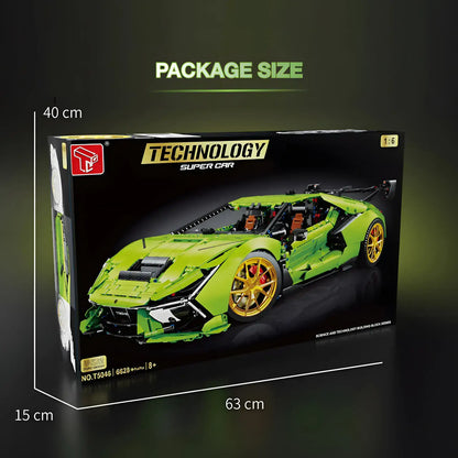 package size of taigaole t5046 lamborghini svj model car building blocks toy 