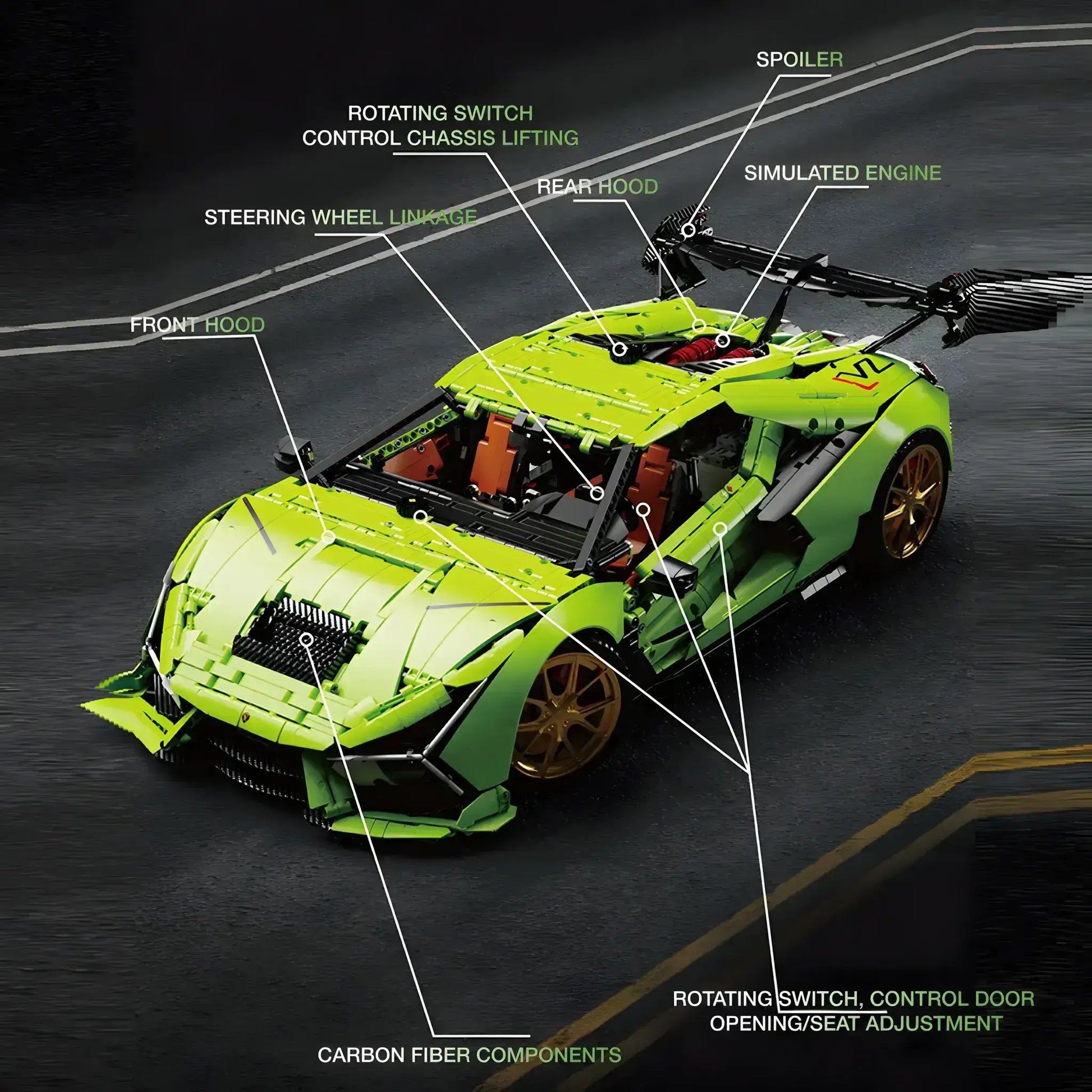 Tongshengju Technic Lambo SVJ (6628PCS) Sports Car Building Blocks Tongshengju Technic Lambo SVJ (6628PCS) Sports Car Building Blocks
