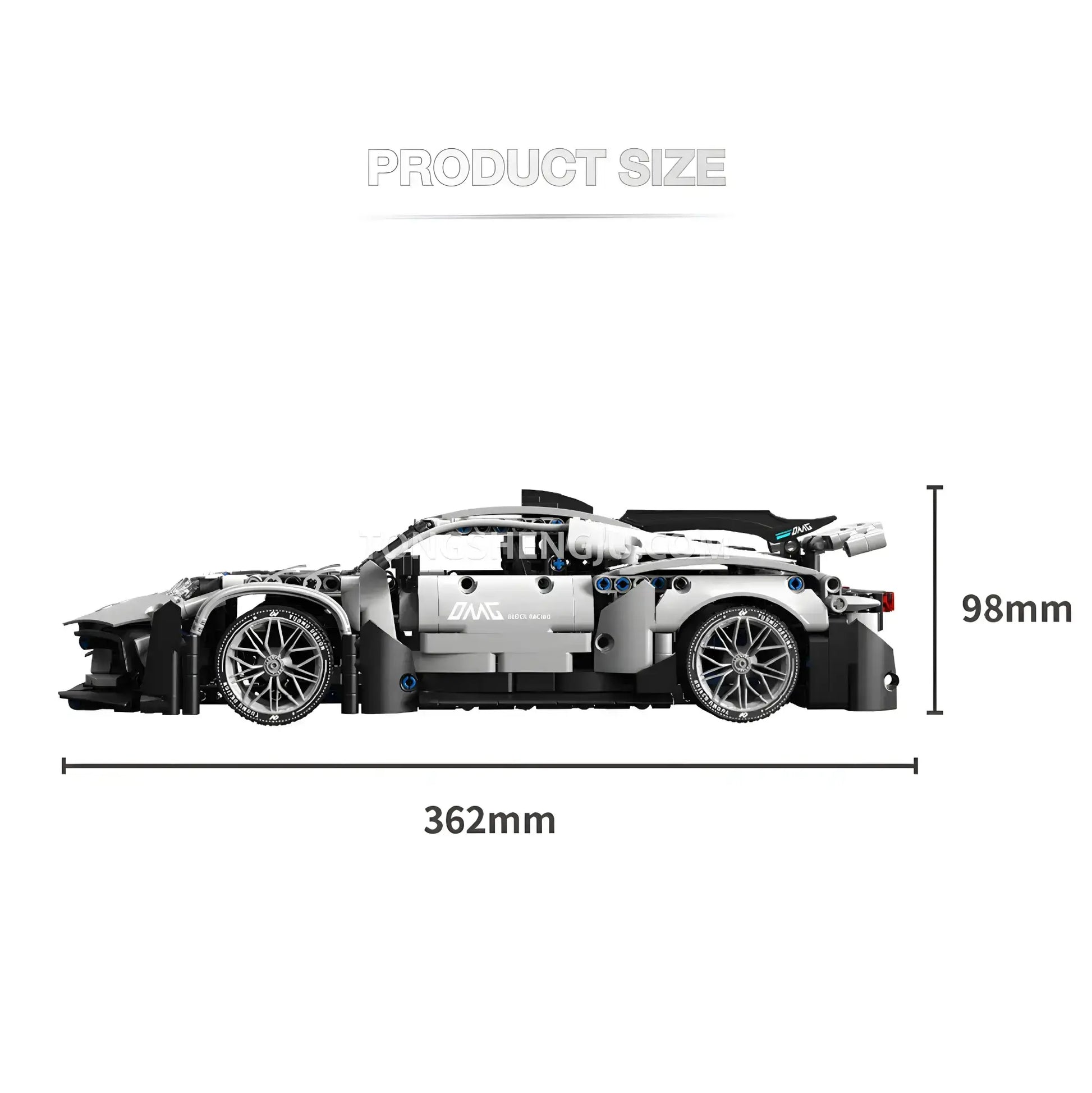 product size of tuomu t3014 amg one technic car building blocks set model car