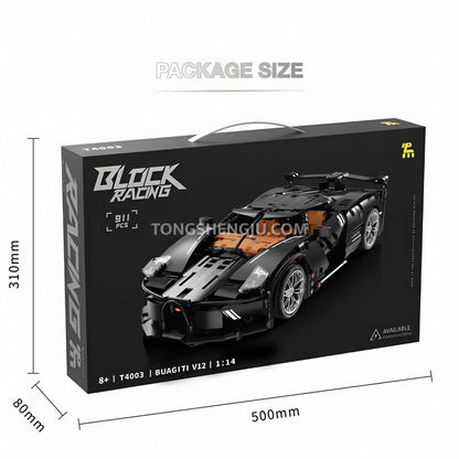 package size of tuomu t4003 bugatti v12 sports car building blocks set model car