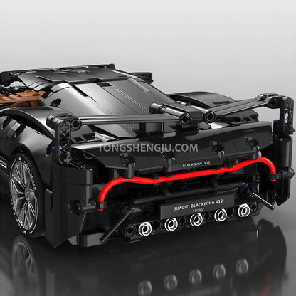 rear view of tuomu t4003 bugatti v12 sports car building blocks set model car