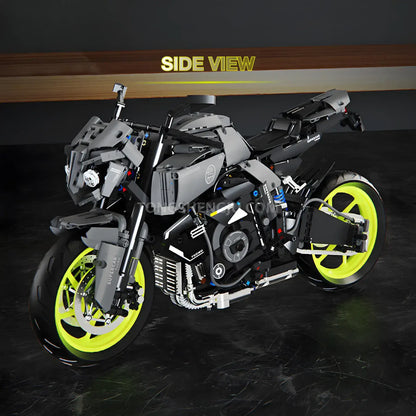 side view of tuomu t5004 yamaha mt10 model motorcycle building blocks toy