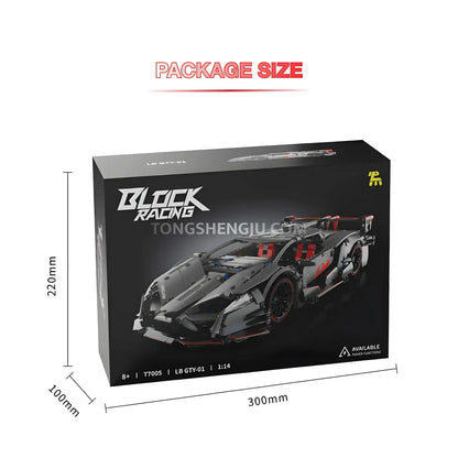 package size of tuomu t7005 lambo gty sports car building blocks set model car
