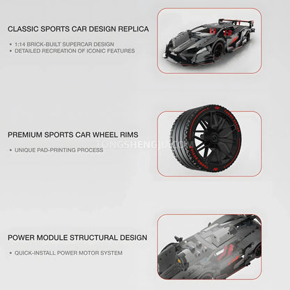 tuomu t7005 lambo gty sports car building blocks set model car classic sports car design replica details