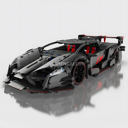 left front view of tuomu t7005 lambo gty sports car building blocks set model car