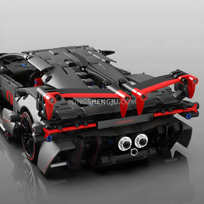 rear view of tuomu t7005 lambo gty sports car building blocks set model car