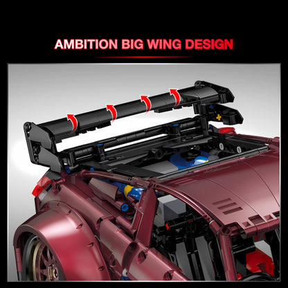 happy build x-tech yc-23005 gtr building blocks model toy car ambition big wing design