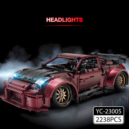 happy build x-tech yc-23005 gtr building blocks model toy car headlights