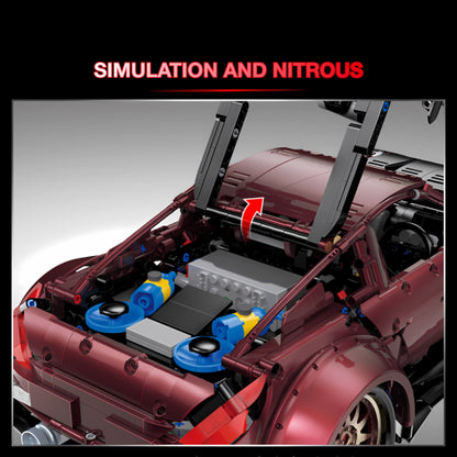 happy build x-tech yc-23005 gtr building blocks model toy car simulation and nitrous