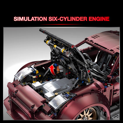 happy build x-tech yc-23005 gtr building blocks model toy car simulation six cylinder engine