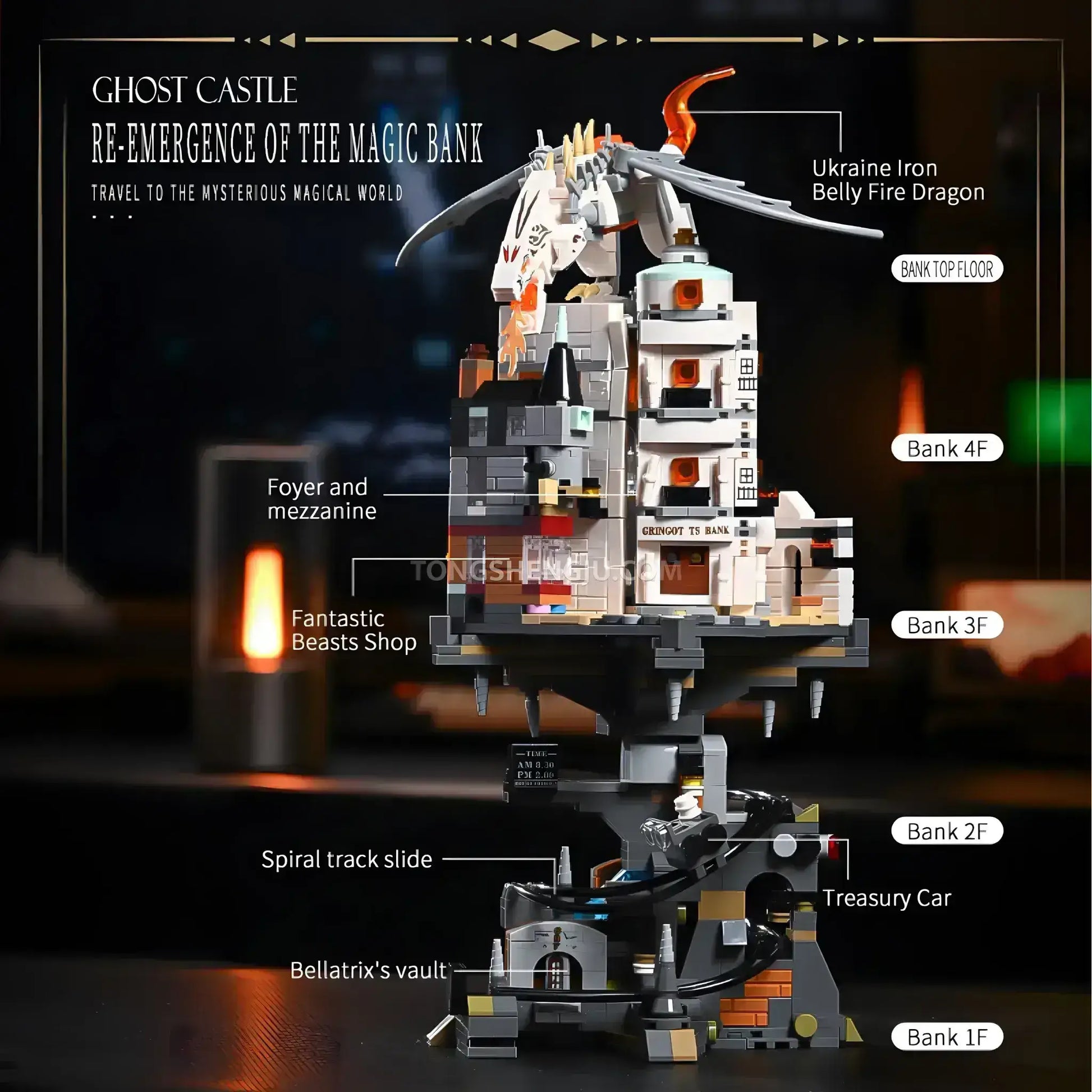 Tongshengju Gringotts Bank (1056PCS) Building Blocks Set For Tongshengju Gringotts Bank (1056PCS) Building Blocks Set For