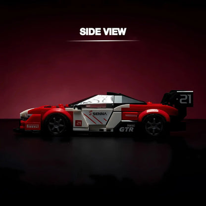 side view of xiaojiaodu jd050 mclaren senna gtr model car building blocks toy