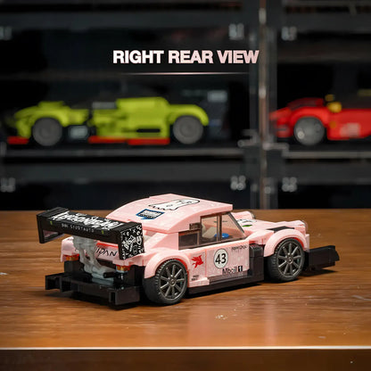 right rear view of xiaojiaodu jd054 porsche 911 rwb model car building blocks toy