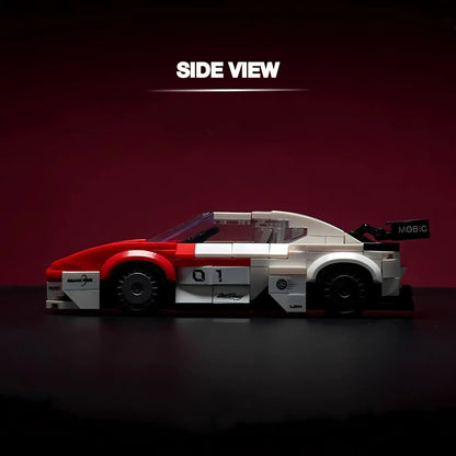 side view of xiaojiaodu jd055 porsche mission r model car building blocks toy 