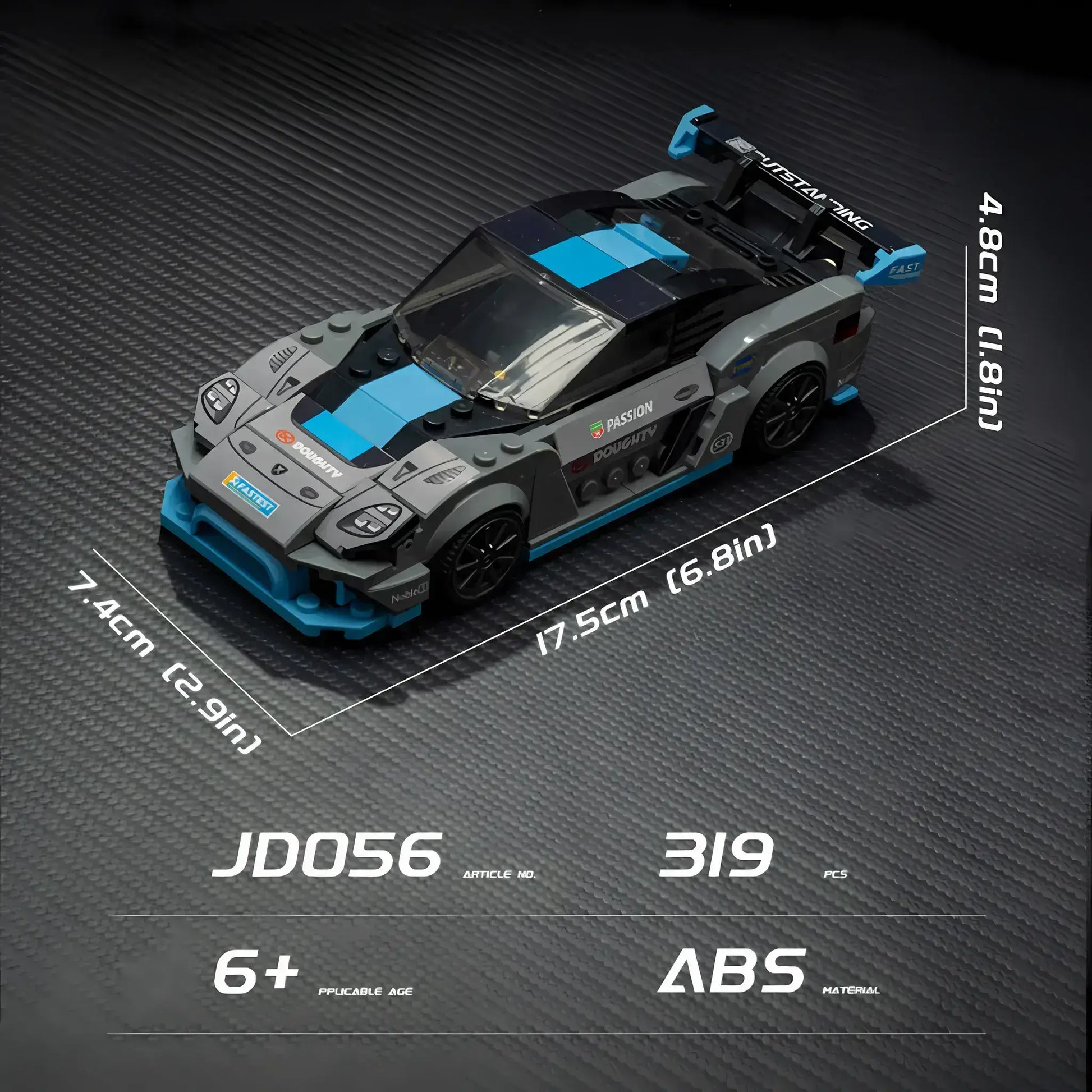 product size of xiaojiaodu jd056 porsche gt4 model car building blocks toy