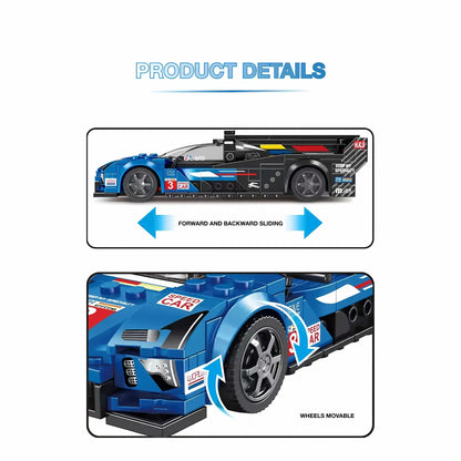 product details of xiaojiaodu jd062 lemans cadillac model speed car building blocks toy forward and backward sliding and wheels movable