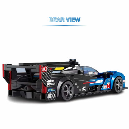 rear view of xiaojiaodu jd062 lemans cadillac model speed car building blocks toy 