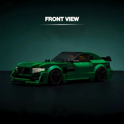 front view of xiaojiaodu jd064 amg gtr sports car model building blocks set 