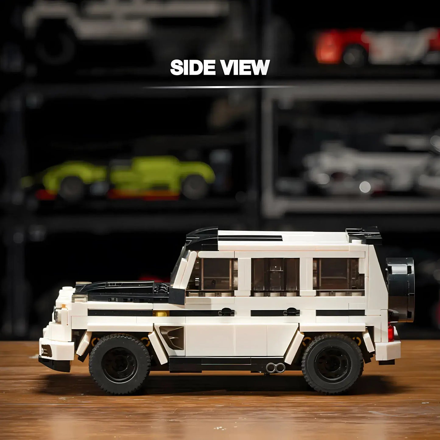 side view of xiaojiaodu jd065 benz g63 model car building blocks toy