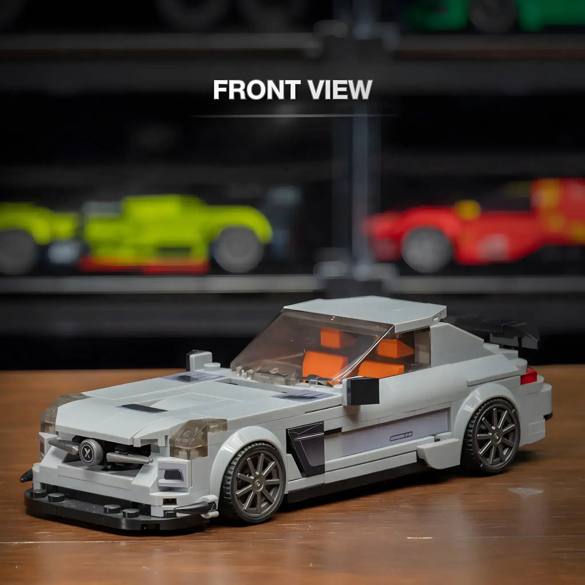 front view of xiaojiaodu jd068 mercedes-benz sls amg model car building blocks toy