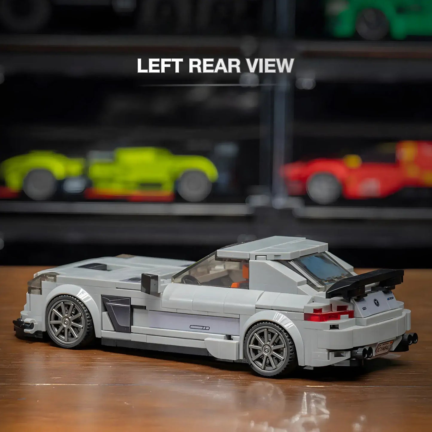 left rear view of xiaojiaodu jd068 mercedes-benz sls amg model car building blocks toy