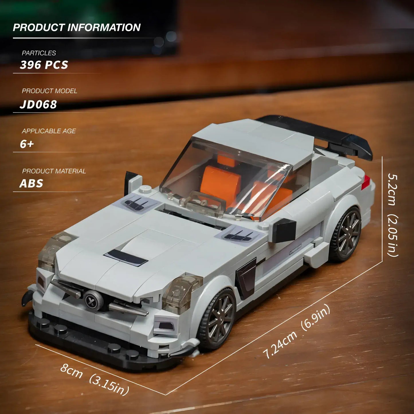 product information of xiaojiaodu jd068 mercedes-benz sls amg model car building blocks toy