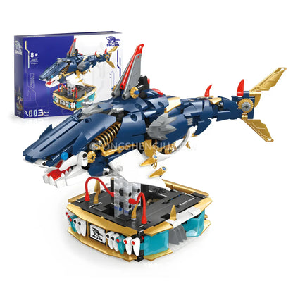 xiaojiaodu jd071 cyber shark model mecha building blocks toy compatible with lego technic series