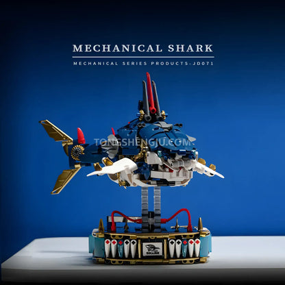 front view of xiaojiaodu jd071 cyber shark model mecha building blocks toy