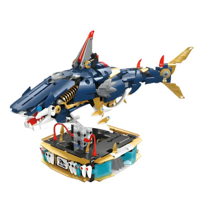 static version of xiaojiaodu jd071 cyber shark model mecha building blocks toy