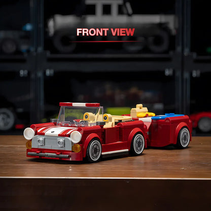 front view of xiaojiaodu jd077 bmw mini model car building blocks toy