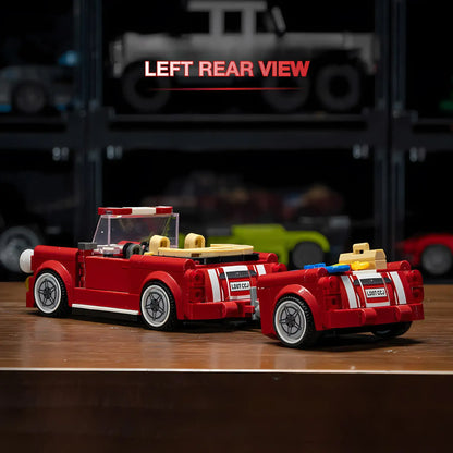 left rear view of xiaojiaodu jd077 bmw mini model car building blocks toy