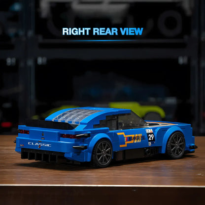 right rear view of xiaojiaodu jd078 cherolet canmaro model car building blocks toy