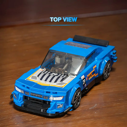top view of xiaojiaodu jd078 cherolet canmaro model car building blocks toy