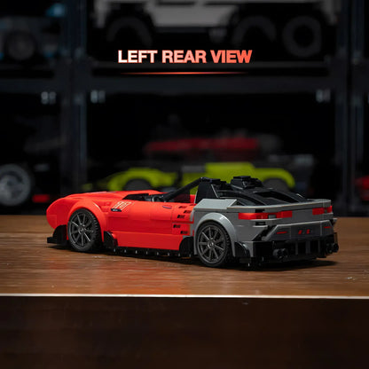 left rear view of xiaojiaodu jd079 mercedes amg one model car building blocks toy