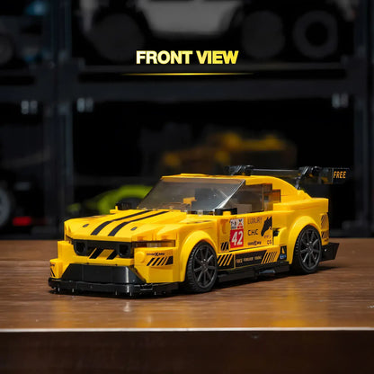 front view of xiaojiaodu jd080 ford mstang gt3 model car building blocks toy