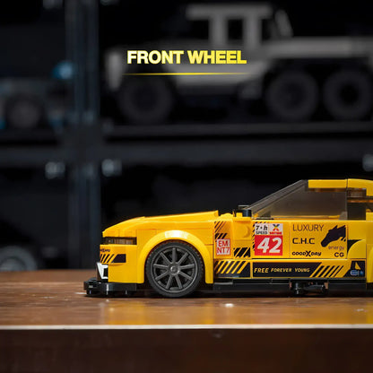 front wheel view of xiaojiaodu jd080 ford mstang gt3 model car building blocks toy