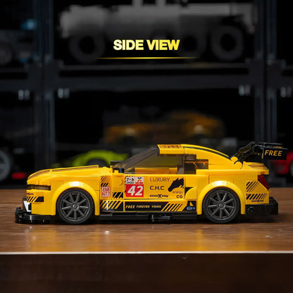 side view of xiaojiaodu jd080 ford mstang gt3 model car building blocks toy