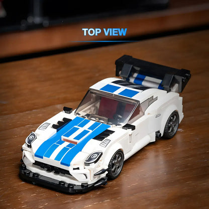 top view of xiaojiaodu jd082 dodge viper model car building blocks toy