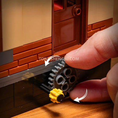 xiaojiaodu jd098 8-stud wide car vintage garage  building blocks set model car twist lift switch