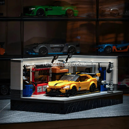 xiaojiaodu jd101 modern garage car building blocks set model car lift platform lowered