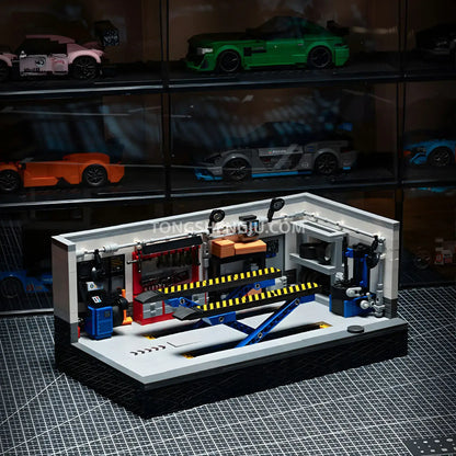 xiaojiaodu jd101 modern garage car building blocks set model car lift platform raised